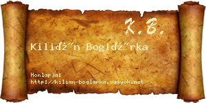 Kilián Boglárka névjegykártya