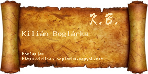 Kilián Boglárka névjegykártya